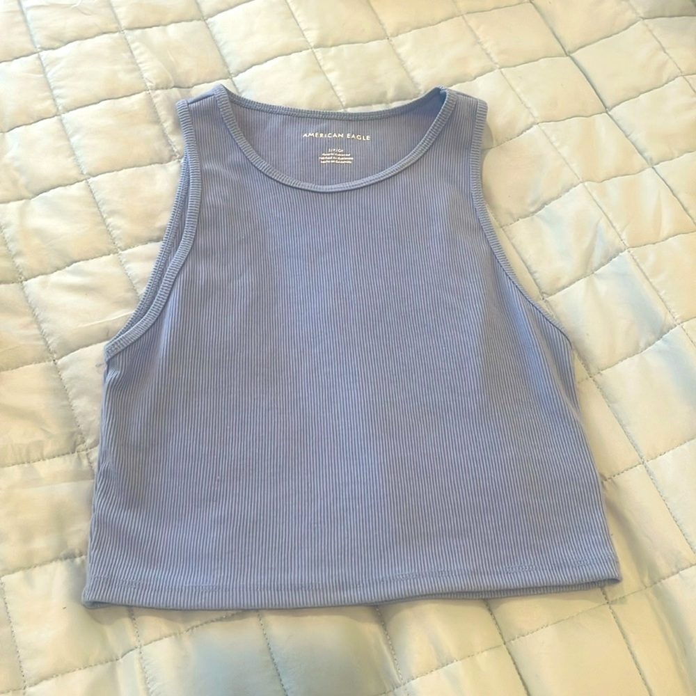 american eagle high neck ribbed tank top